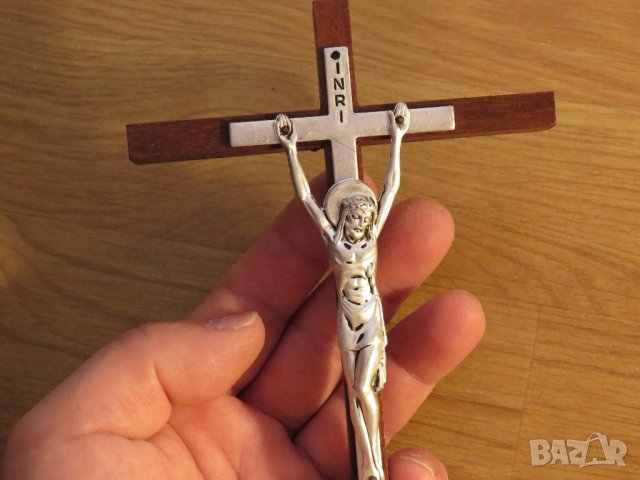 Стар кръст разпятие Христово, Исус Христос 21х 11 см  бог религия, снимка 2 - Антикварни и старинни предмети - 34134639