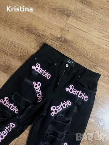 Черни дънки с розов надпис “Barbie”, снимка 2 - Дънки - 53110795