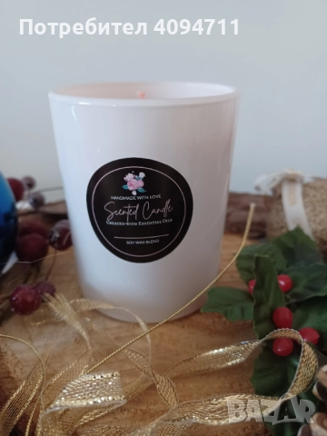 Декоративна свещ със соев восък и аромат на цветя, снимка 4 - Декорация за дома - 52402877