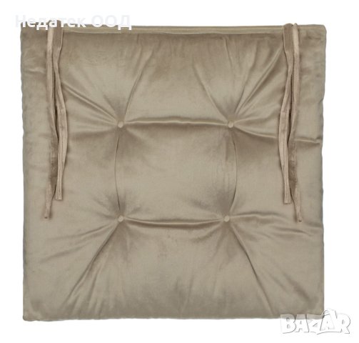 Декоративна възглавница за стол, Кадифе, 38x38 см, Бежова, снимка 2 - Възглавници - 41401225