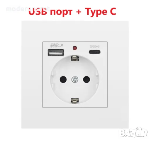 Електрически контакт 16A с USB и Type-C 250V 3500W