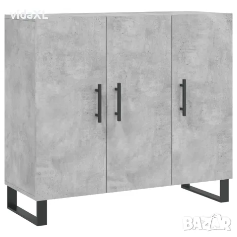 vidaXL Сайдборд, бетонно сив, 90x34x80 см, инженерно дърво