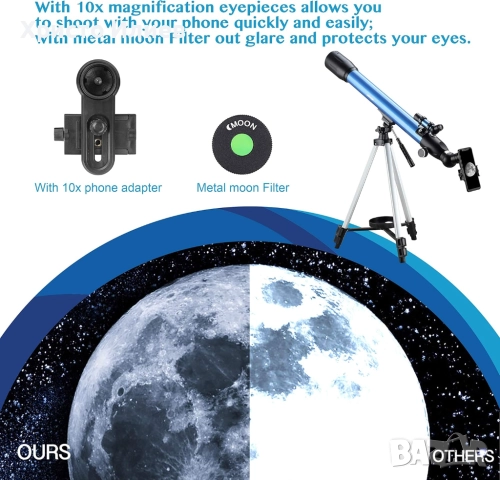 Телескоп AOMEKIE увеличение 234x за възрастни и деца, снимка 4 - Образователни игри - 52545899