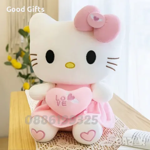 Голяма плюшена играчка Кити Hello Kitty Love, Розово Коте Кити, снимка 3 - Плюшени играчки - 47316736