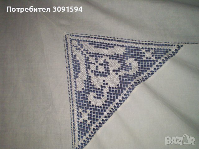 Винтидж бяла покривка за маса, ръчно изработена филе  дантела, снимка 3 - Антикварни и старинни предмети - 41908828