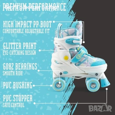 Нови Регулируеми детски ролери Quad с 608Z лагери 60 кг 5+ кънки деца, снимка 4 - Други - 53644516