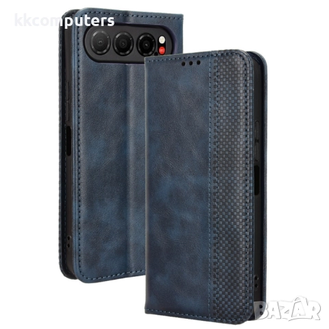 Кожен Ретро Калъф за ZTE nubia Air 5G- Магнитно затваряне, Държач за Карти и Стойка, вкл. Протектор,, снимка 3 - Калъфи, кейсове - 52402565