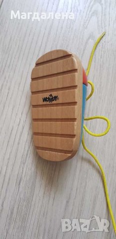 Дървена обувка с връзки за завързване, снимка 2 - Образователни игри - 41911082