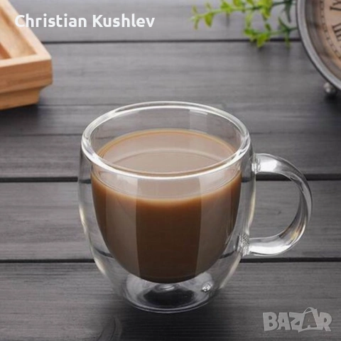 Стъклена чаша за кафе с двойно дъно 200ml