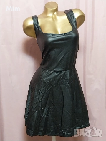 4XL Черна къса кожена рокля с къси панталонки , снимка 8 - Рокли - 53332387