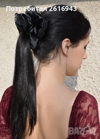 Луксозно Сатенено Скрънчи/Ластик за Коса с Дантела (избор на цвят), снимка 5 - Аксесоари за коса - 38640712