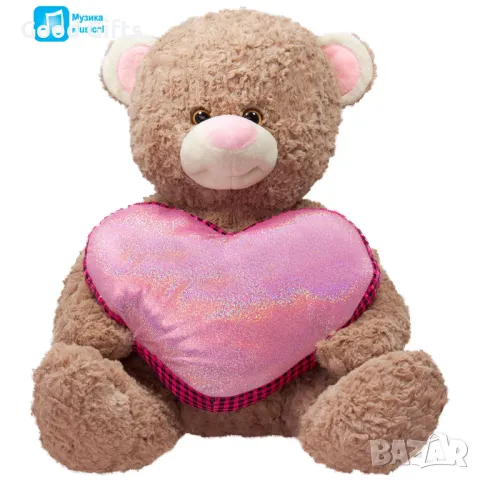 Плюшено мече със Сърце и Звук I Love You, 50см, снимка 4 - Плюшени играчки - 47620770