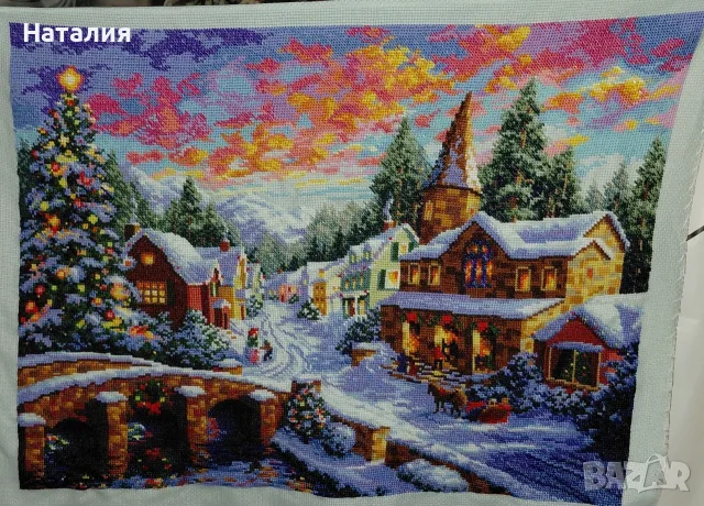 Ръчно бродиран гоблен "Holiday Village" на Dimensions без рамка