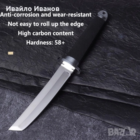 тактически нож тип танто с черна кания, снимка 6 - Прибори за хранене, готвене и сервиране - 52380599
