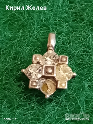 Винтидж сребърна висулка с кубичен цирконий ръчна изработка 37873