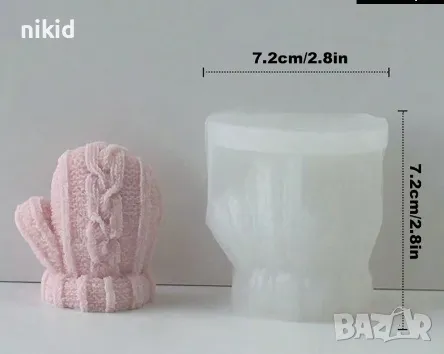 3D Плетена зимна ръкавица силиконов молд форма калъп фондан шоколад гипс сапун декор свещ, снимка 4 - Форми - 23672738