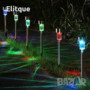 Комплект от 6 броя соларни градински LED лампи за алеи и зони