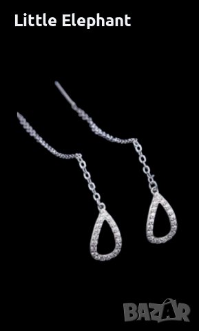 Сребърни висящи обеци капки с висяща част/нови