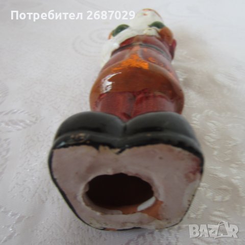 Дядо Мраз -  керамика, стара фигура, свещник и запалка Коледа, антика, снимка 8 - Декорация за дома - 38976631