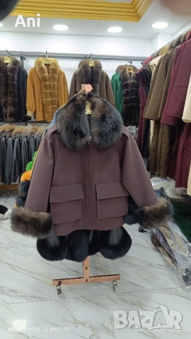 Палто от кашмир с естествен косъм, снимка 6 - Палта, манта - 53839414