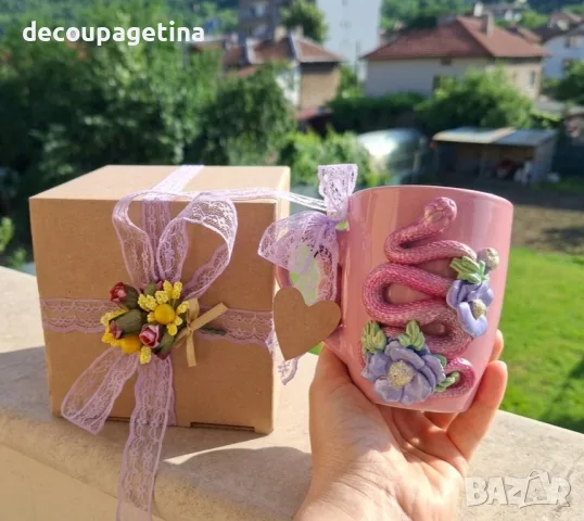 Чаша Змия ръчна изработка с декорация от полимерна глина , снимка 6 - Ръчно изработени сувенири - 55940698