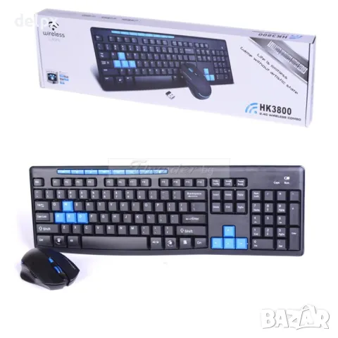 Комплект HK3800 безжична клавиатура и безжична мишка USB, снимка 2 - Клавиатури и мишки - 20788507