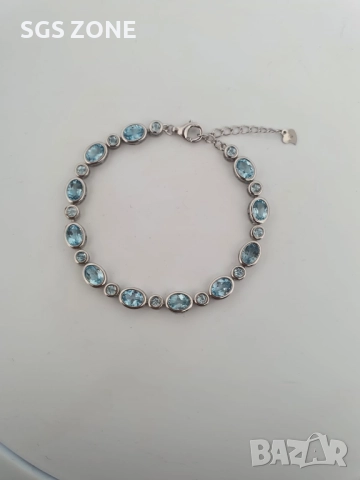 Сребърна гривна 925 с естествен топаз, перидот или цитрин, снимка 7 - Гривни - 52374680