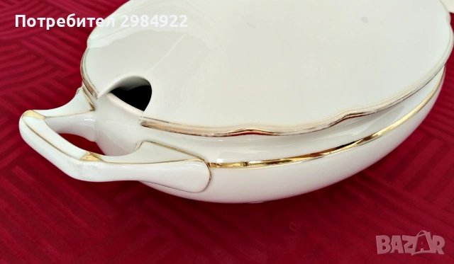 АНТИЧНА БЯЛА КЕРАМИЧНА СУПНИЦА ЗА СУПА В СТИЛ АРТ ДЕКО, JAHRE Kehscherser, Бавария, Германия