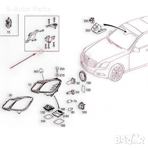 Комплект щипки за захващане на фар Mercedes E-Class W212 Pre-Face, снимка 4 - Аксесоари и консумативи - 55844767