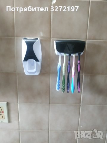 Комплект Автоматичен дозатор за паста за зъби + Държач за 5 бр. четки за зъби,стенен монтаж, снимка 7 - Други - 41767788