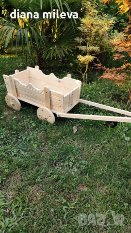 Дървена Каручка за градината!!, снимка 11 - Градински мебели, декорация  - 51132618