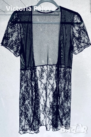 Романтична черна дантелена нощница / халат, снимка 7 - Нощници - 52267056