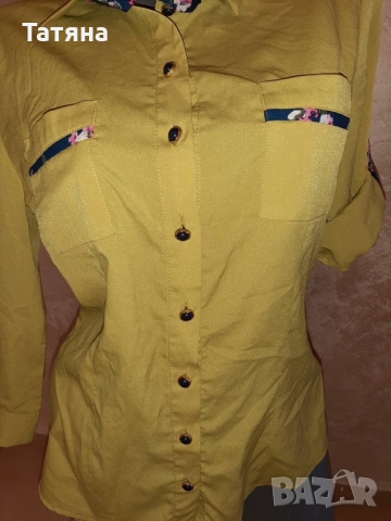 Лятна риза в жълто и цветя, снимка 2 - Ризи - 36038769