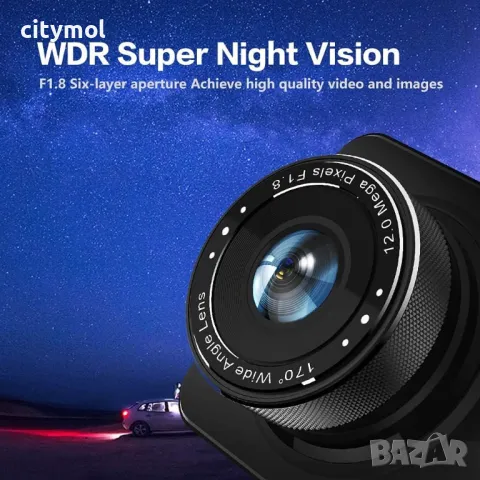 Apexcam Dash Cam 1080P Full HD 4" IPS предна и задна камера, 170°, G-сензор, WDR, снимка 8 - Аксесоари и консумативи - 49318500