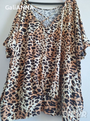 СТРАХОТНА ЛЕОПАРДОВА ТУНИКА 4XL-6XL, снимка 7 - Туники - 51637536