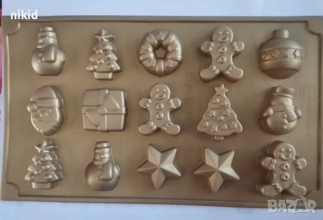 15 Коледни форми фигурки  елха топка звезда човече силиконов молд форма фондан шоколадови бонбони