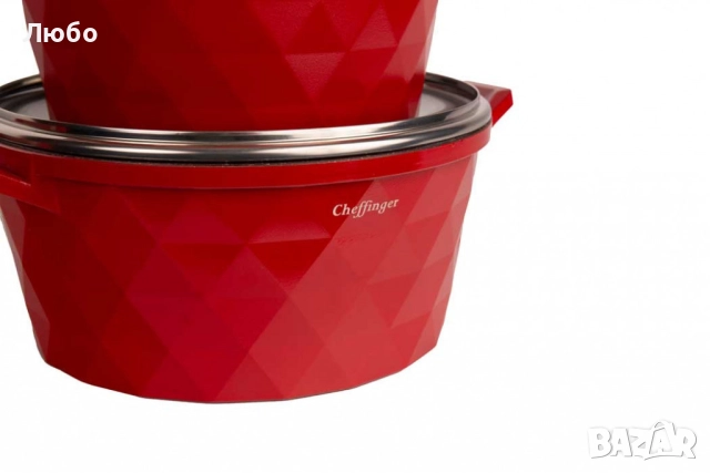 Комплект от 3 броя висококачествени съдове за готвене Cheffinger - 6 части, снимка 6 - Съдове за готвене - 52664057