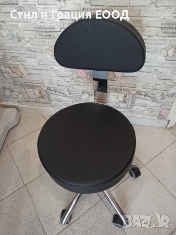 Козметичен/фризьорски стол - табуретка с облегалка AM-304 - 50/64 см - бяла/черна, снимка 8 - Педикюр и маникюр - 34099444