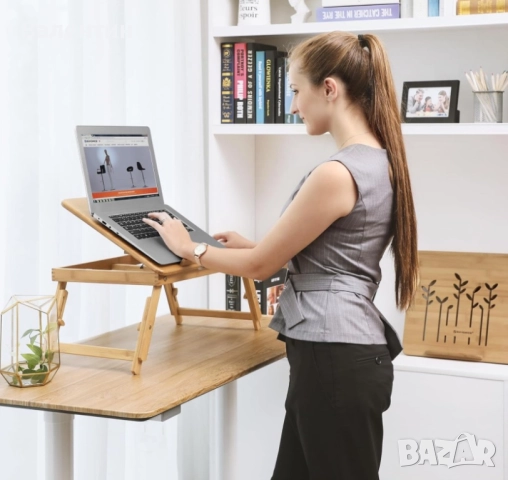 Бамбукова поставка за лаптоп, снимка 6 - Други стоки за дома - 52489049