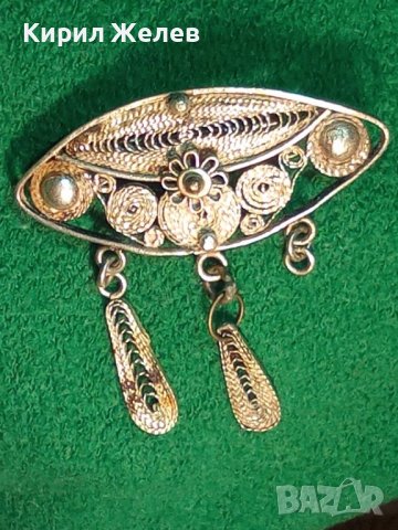 СТАРИННА ФИЛИГРАННА СРЕБЪРНА ВЪЗРОЖДЕНСКА БРОШКА РЪЧНА ИЗРАБОТКА 34412, снимка 2 - Антикварни и старинни предмети - 39507605