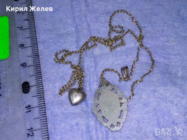 СТАРО ПОСРЕБРЕНО АР НУВО МЕДАЛЬОНЧЕ със СЪРЧИЦЕ и ВЕРИЖКА 37710, снимка 5 - Антикварни и старинни предмети - 40684779