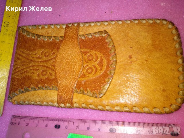 СТАР КОЖЕН КАЛЪФ За ОЧИЛА ЕСТЕСТВЕНА КОЖА КРАСИВА ОРНАМЕНТИКА КАЛЪФЧЕ РЪЧНА МАЙСТОРСКА РАБОТА 42897, снимка 5 - Други ценни предмети - 44222370