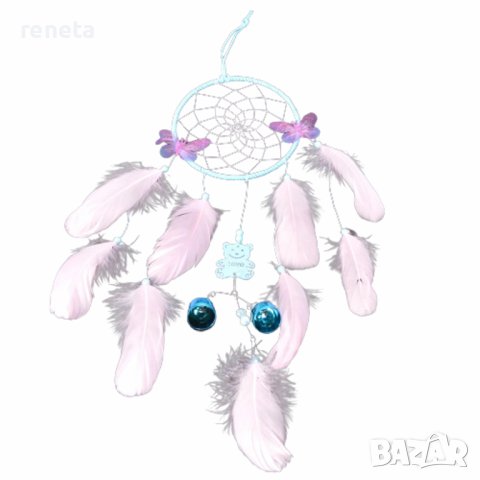 Капан за сънища, Пеперуди и звънчета, Син/Розов, 15х50 см, снимка 1