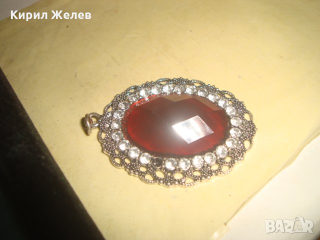ПОСРЕБРЕН АРТ ДЕКО КРАСИВ КЛАСИЧЕСКИ МЕДАЛЬОН с ГОЛЯМ ФАСЕТИРАН БОХЕМСКИ КРИСТАЛ и ЦИРКОНИ 20202, снимка 12 - Колиета, медальони, синджири - 35666178
