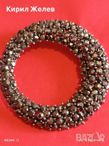 Метална висулка посипана с кристали МАРКАЗИТ АРТ БИЖУ 52237, снимка 4 - Колиета, медальони, синджири - 52573262