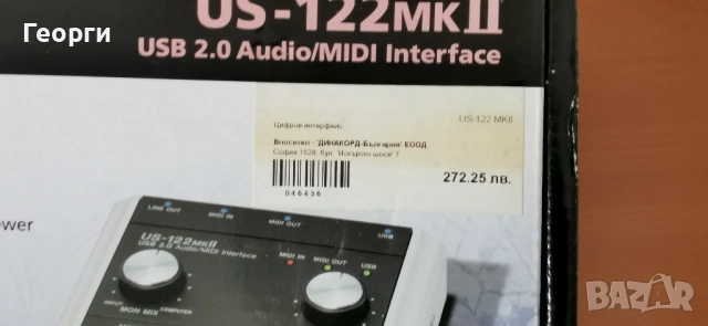 Tascam US-122 MKII USB audio interface аудиокарта 2x XLR 2x 6.3mm MIDI, снимка 2 - Ресийвъри, усилватели, смесителни пултове - 53690241