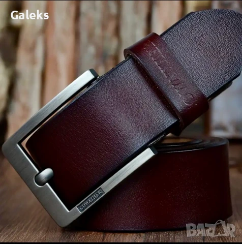 Мъжки, Стилни и спортни кожени колани COWATHER* Кафяви и Черни /Естест. кожа!