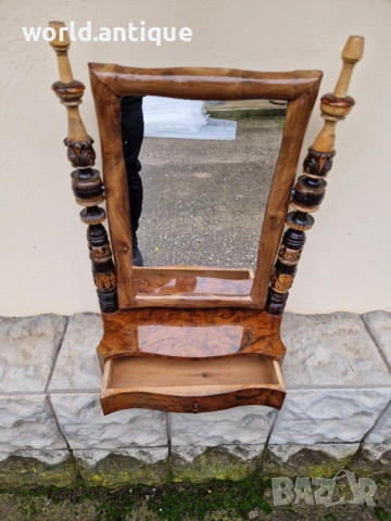 Прекрасна антикварна холандска конзола с огледало масив интарзия дърворезба , снимка 7 - Антикварни и старинни предмети - 53211333