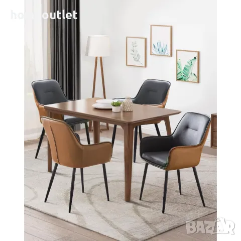 Трапезни столове с дамаска от PU кожа, к-т от 2бр C-U-DC-A0224GB, снимка 3 - Столове - 48943468