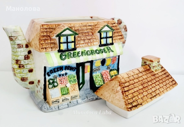 Ръчно рисуван фин керамичен чайник Annie Row, Greengrocer., снимка 8 - Други ценни предмети - 52437896
